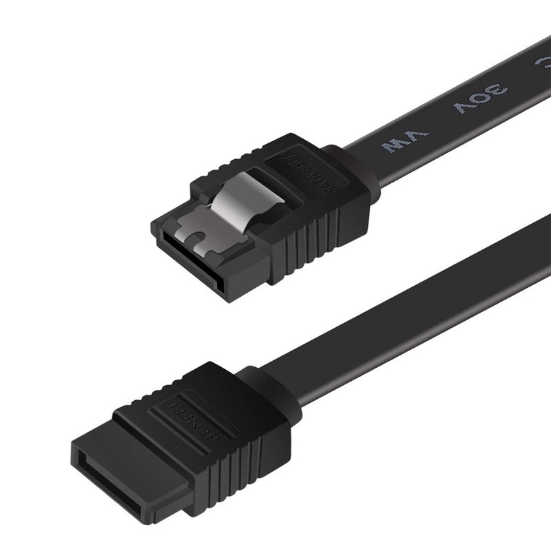 BENFEI SATA Cable III, SATA Cable III 6Gbps Straight HDD SDD Data Cable with Locking Latch 18 Inch Compatible for SATA HDD, SSD, CD Driver, CD Writer - Black - Image 1